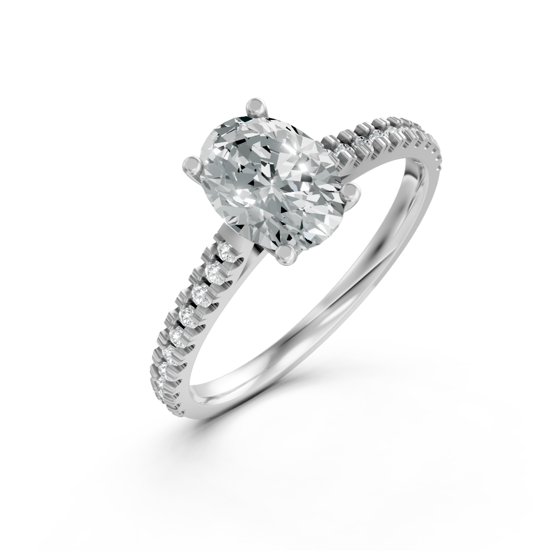 Lab Grown Diamond Oval Shoulder Set Ring