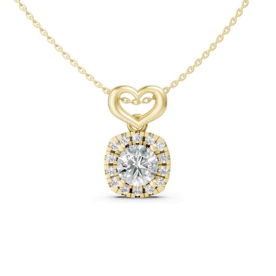 Lab Grown Diamond Round Halo Heart Pendant