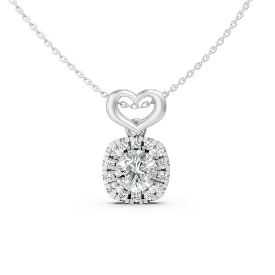 Lab Grown Diamond Round Halo Heart Pendant