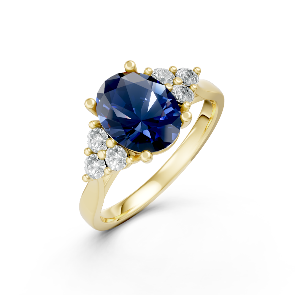 Lab Grown Gemstone & Diamond Trefoil Ring