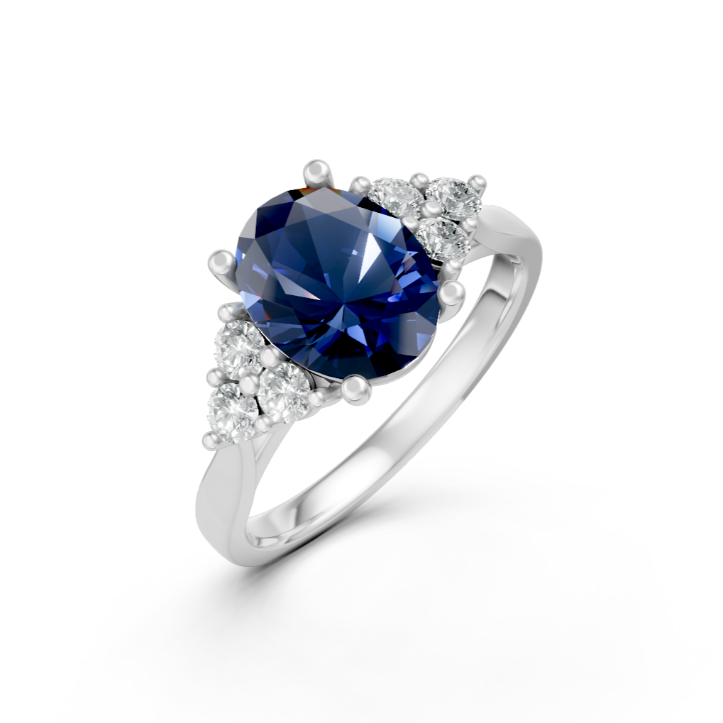 Lab Grown Gemstone & Diamond Trefoil Ring