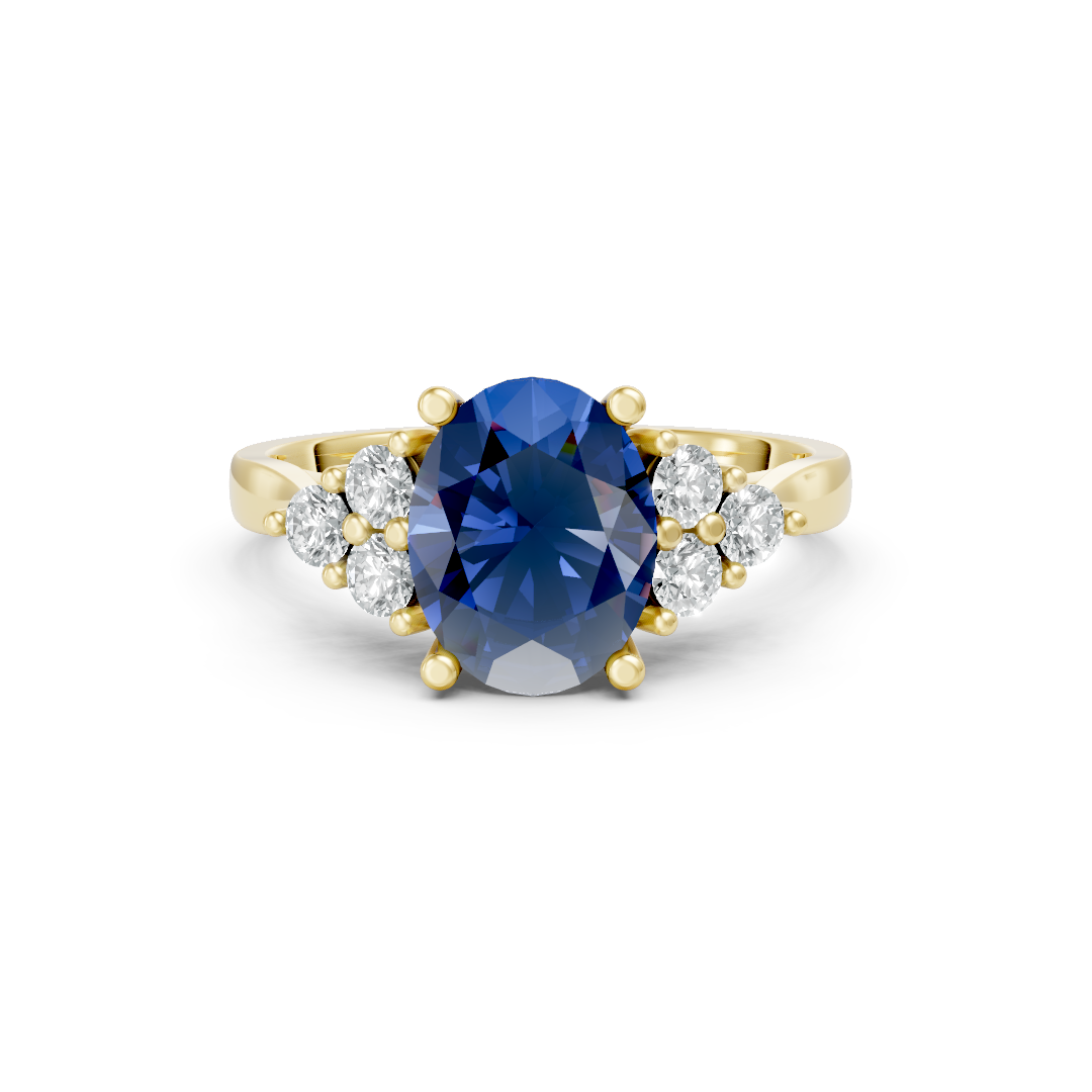 Lab Grown Gemstone & Diamond Trefoil Ring