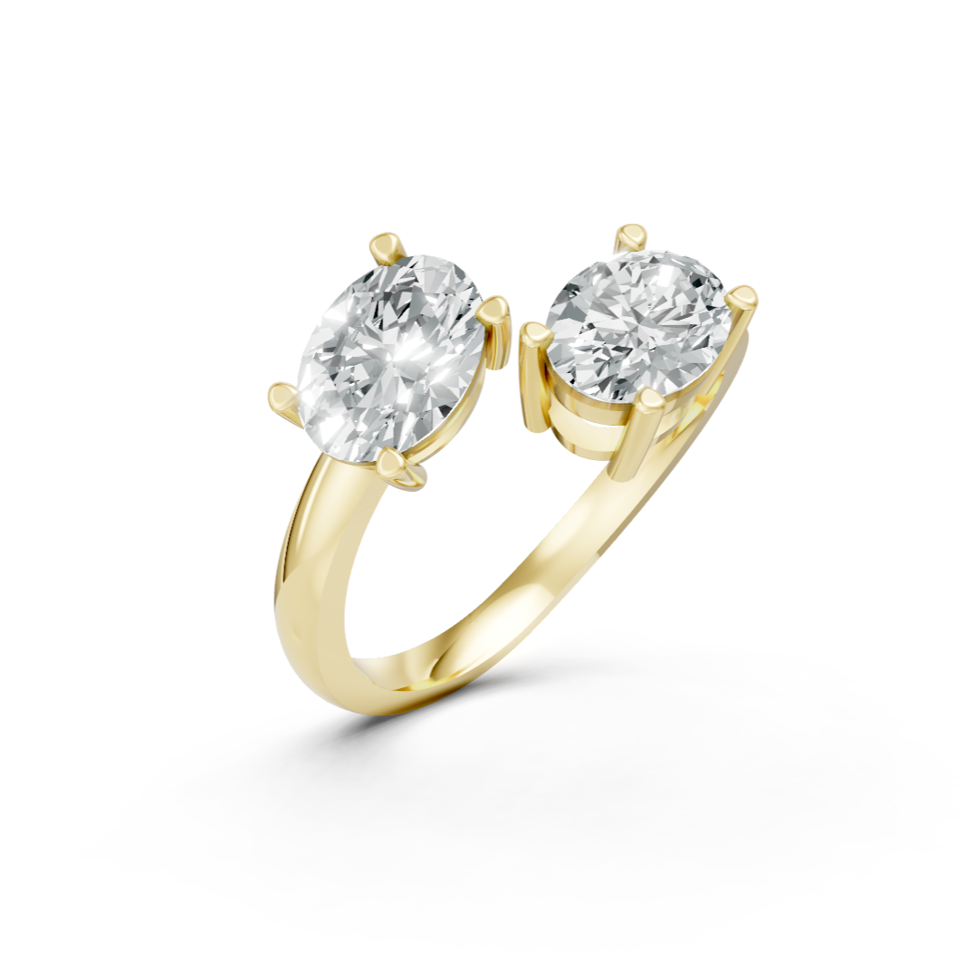 Lab Grown Diamond Two Stone Oval Crossover Ring