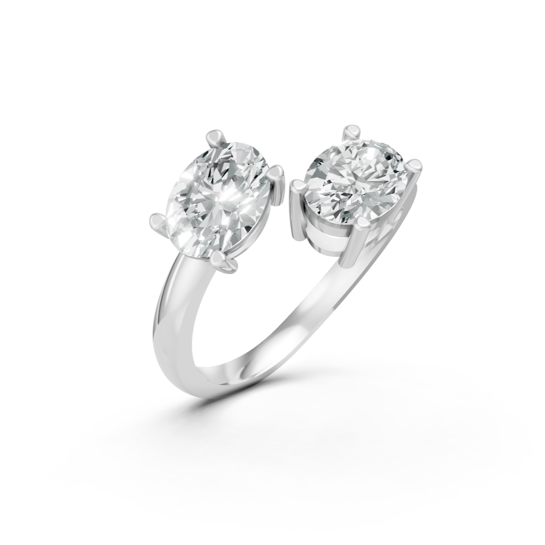 Lab Grown Diamond Two Stone Oval Crossover Ring