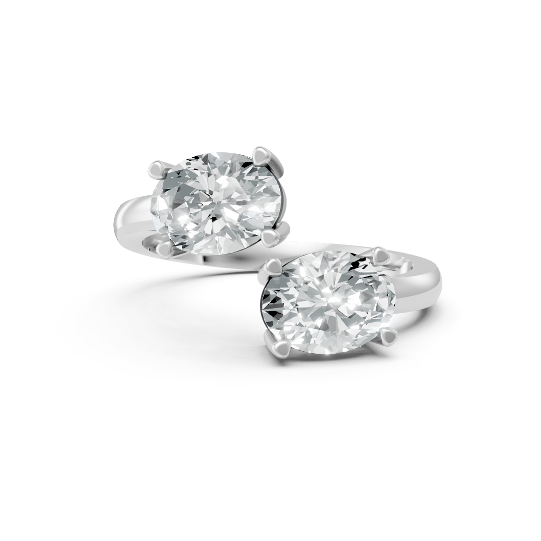 Lab Grown Diamond Two Stone Oval Crossover Ring