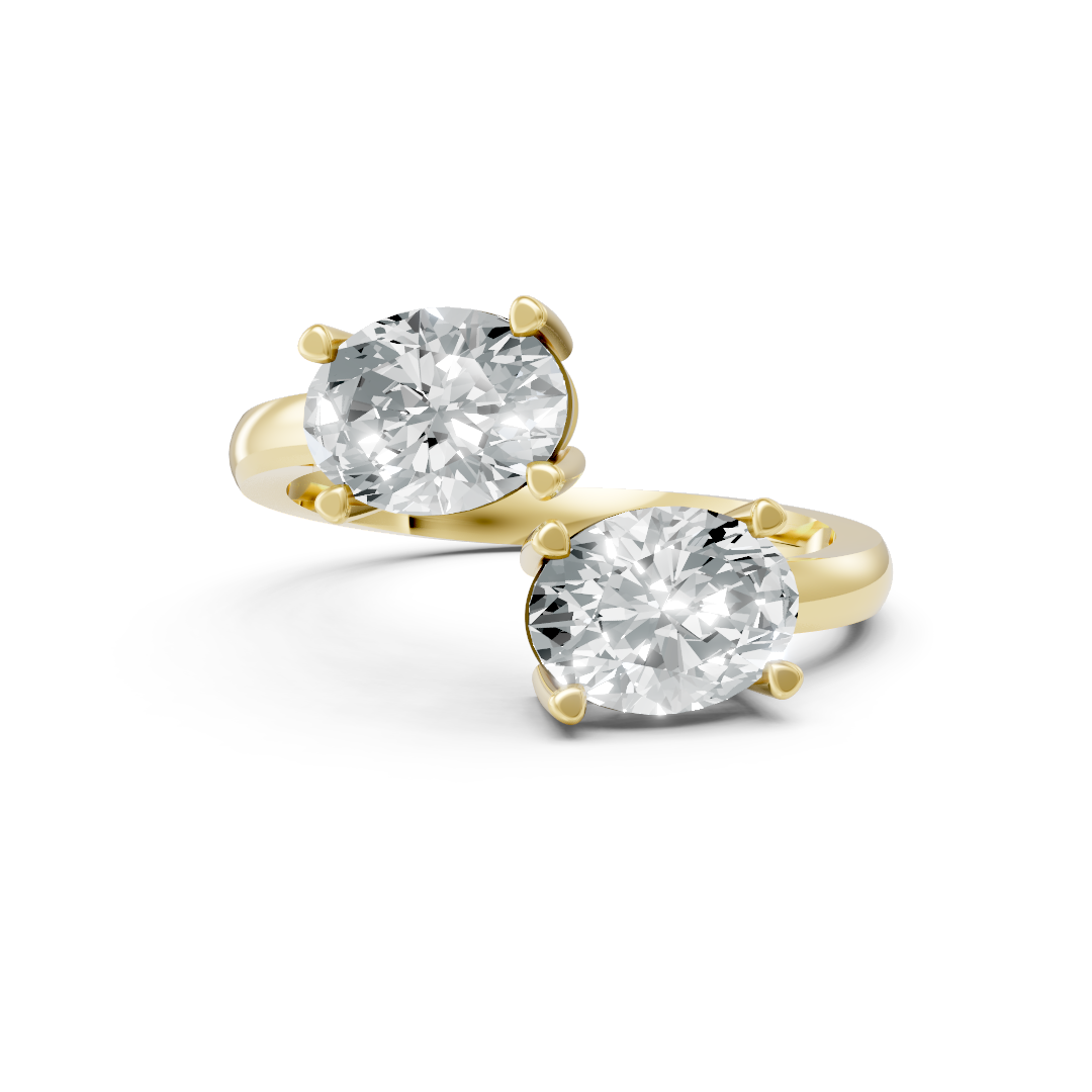 Lab Grown Diamond Two Stone Oval Crossover Ring