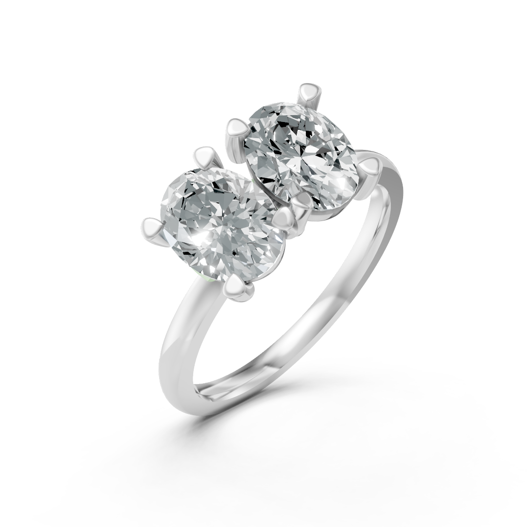 Lab Grown Diamond Two Stone Oval Ring