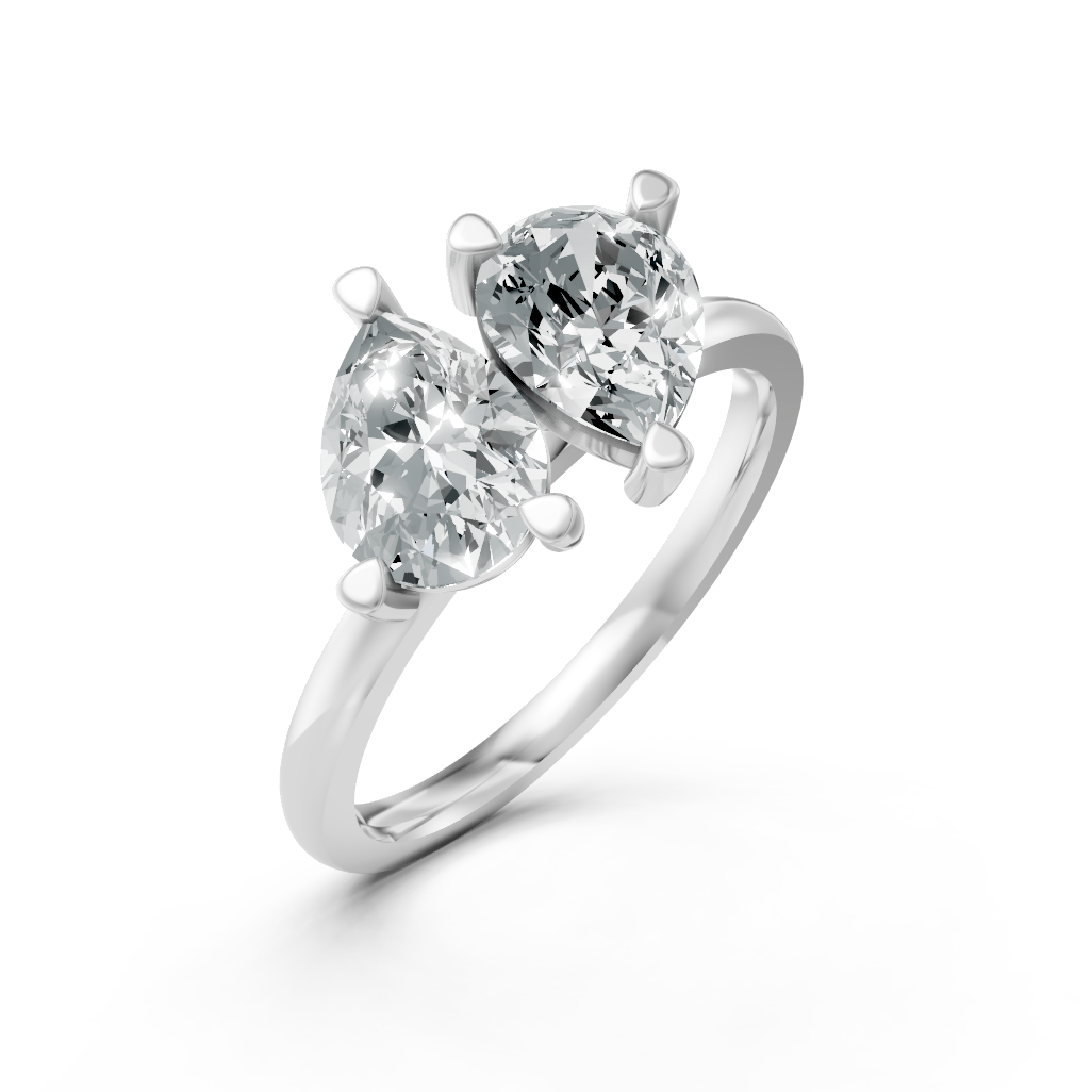 Lab Grown Diamond Two Stone Pear Ring