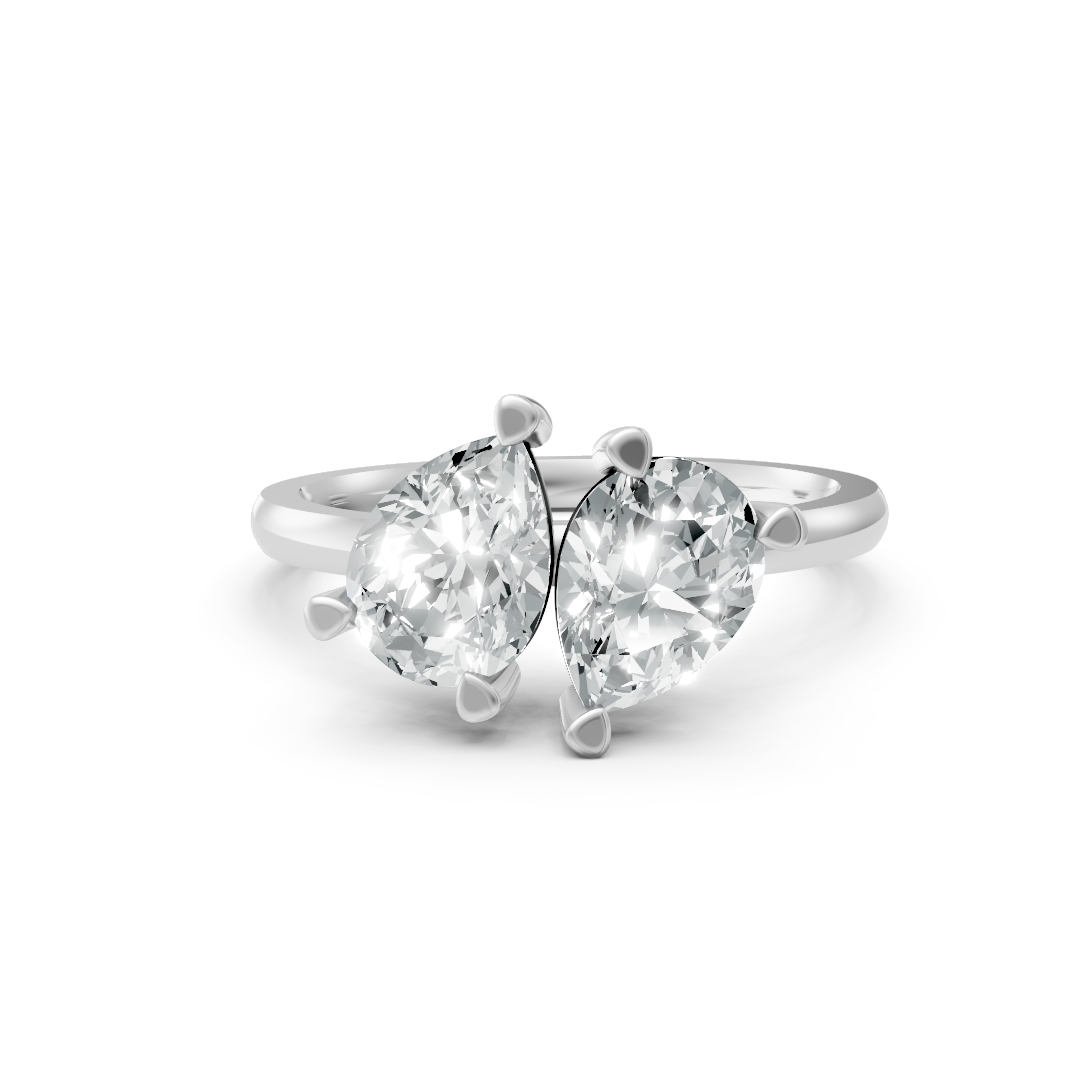 Lab Grown Diamond Two Stone Pear Ring