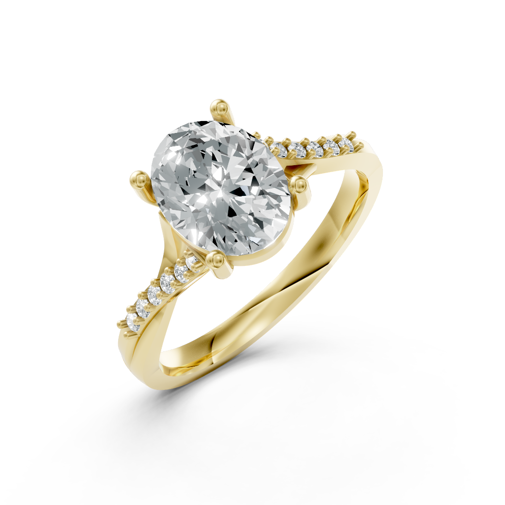 Lab Grown Diamond Oval Twist Shoulder Set Ring
