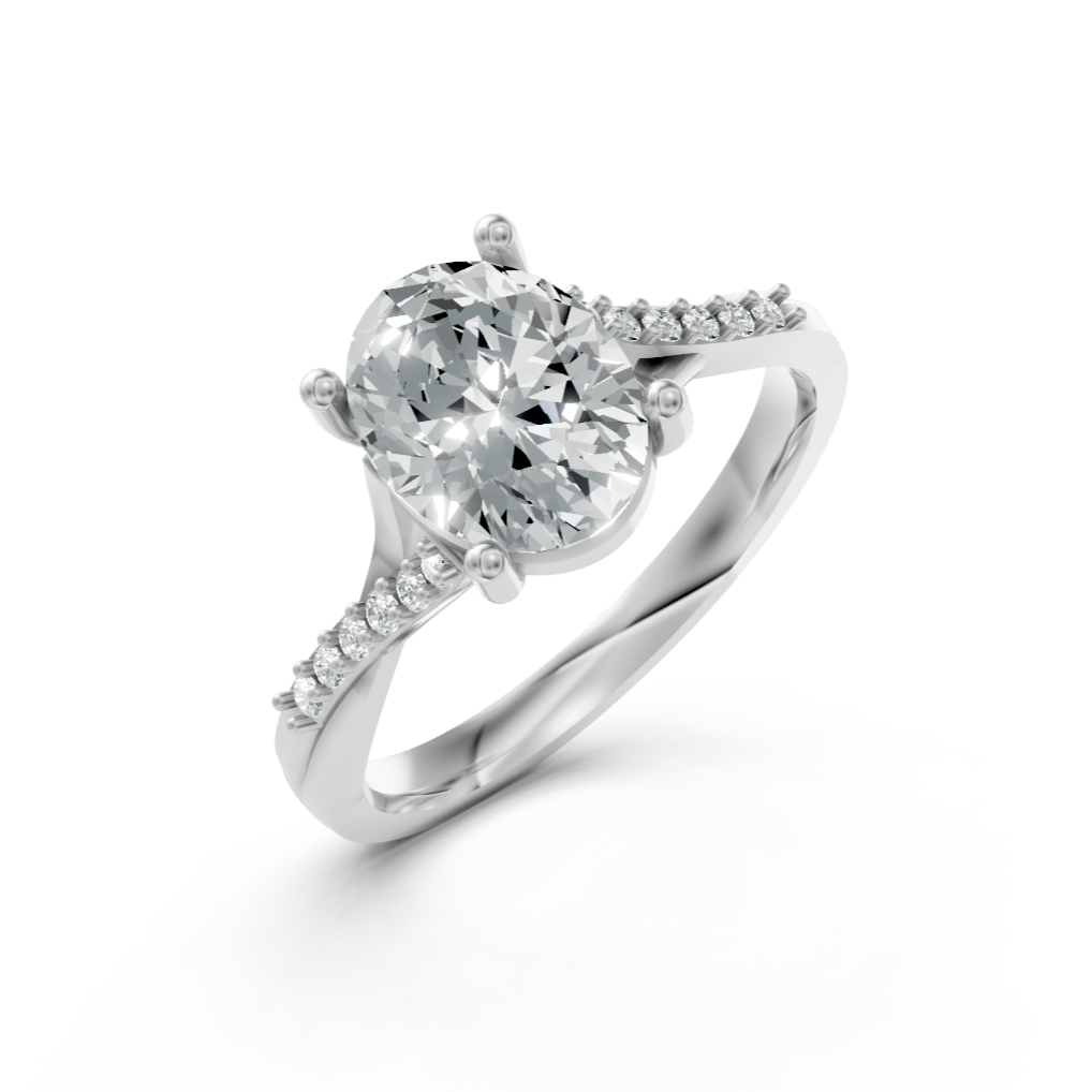 Lab Grown Diamond Oval Twist Shoulder Set Ring