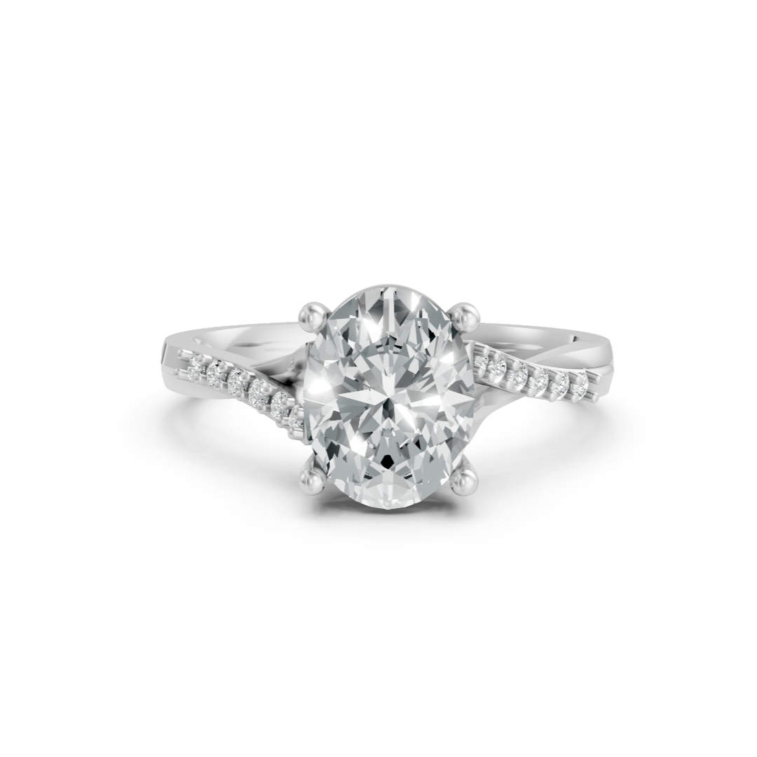 Lab Grown Diamond Oval Twist Shoulder Set Ring