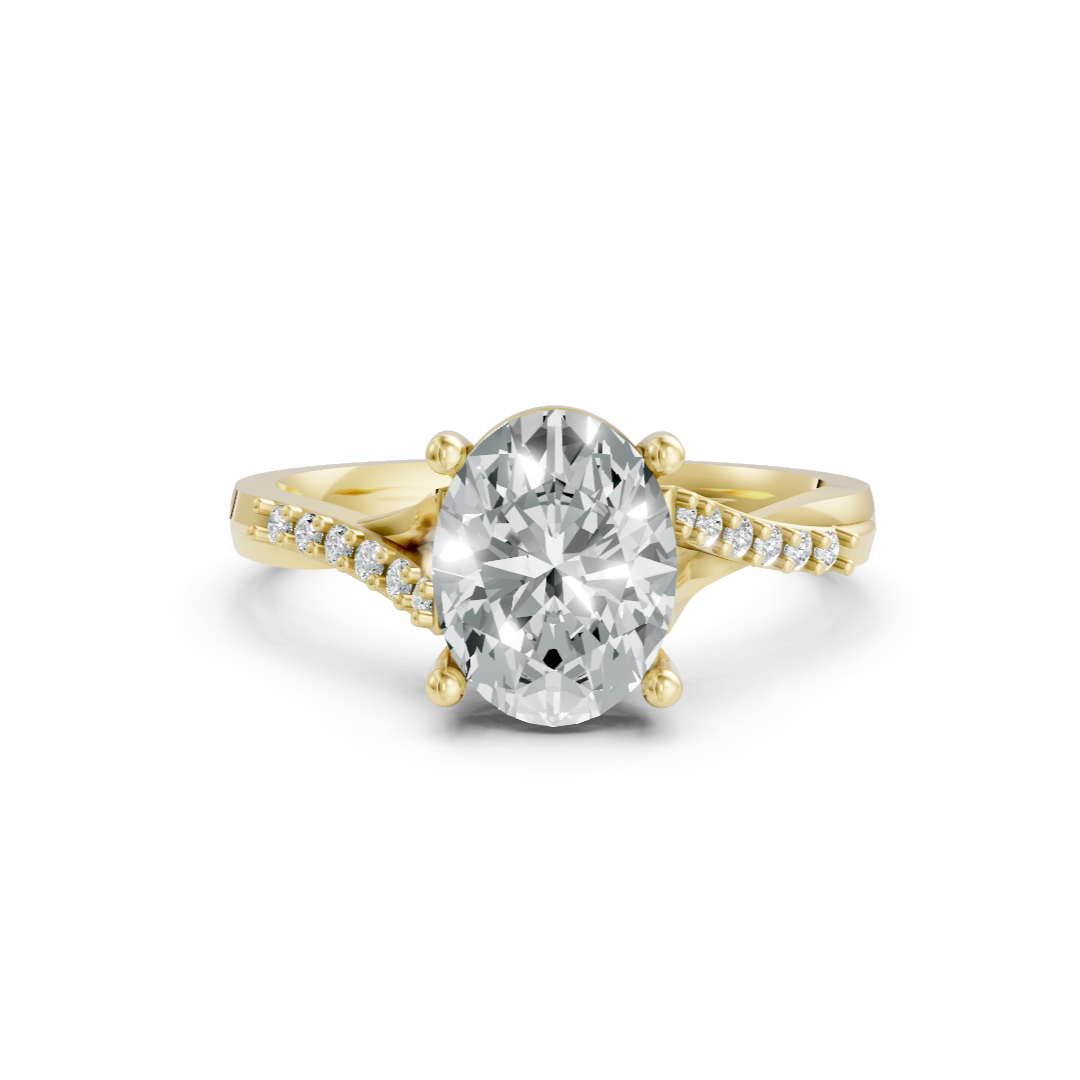 Lab Grown Diamond Oval Twist Shoulder Set Ring