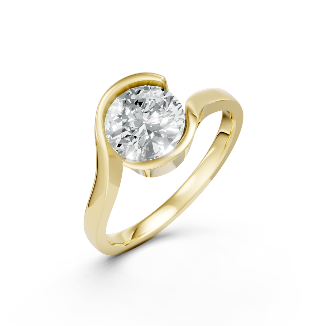 Lab Grown Diamond Round Twist Single Stone Ring