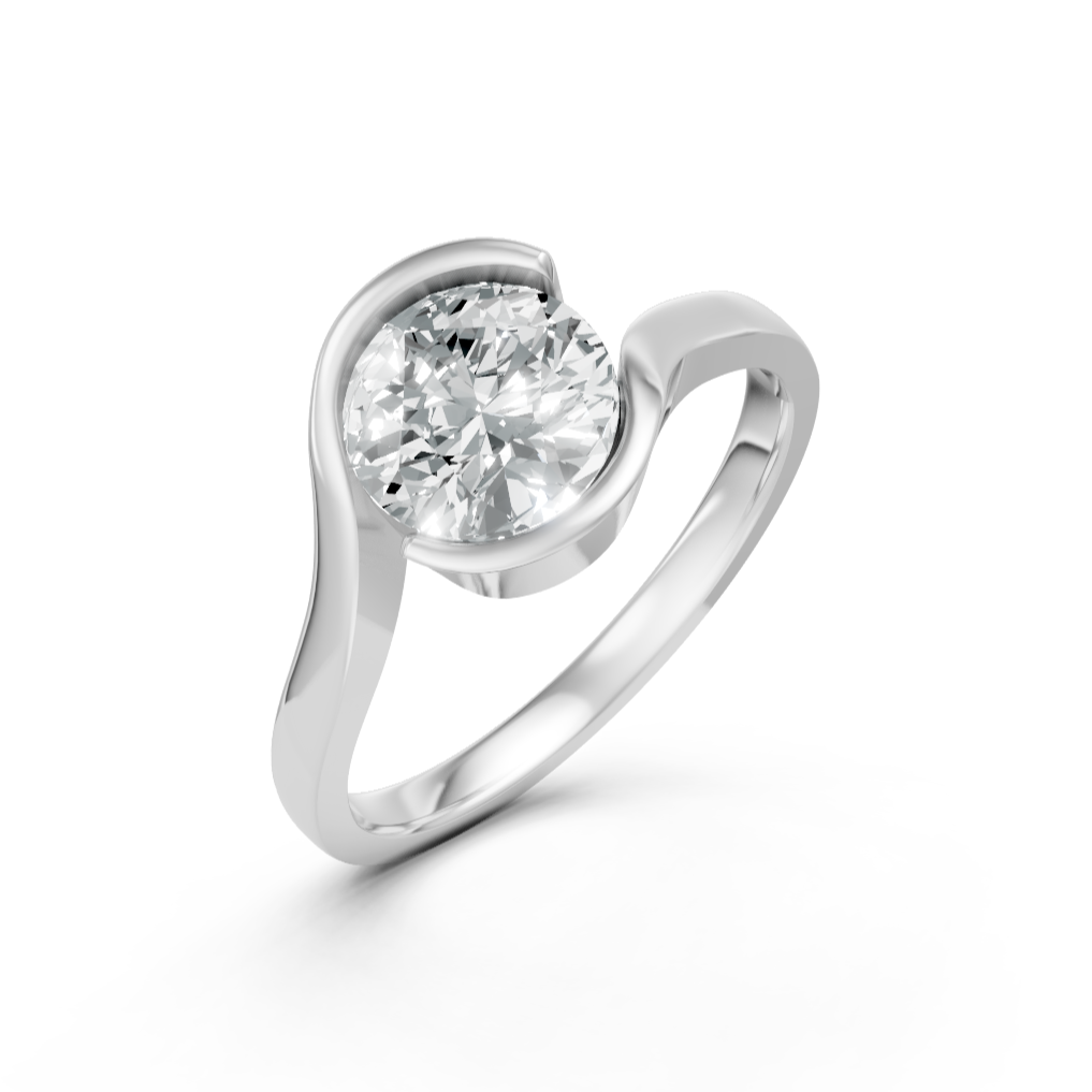 Lab Grown Diamond Round Twist Single Stone Ring