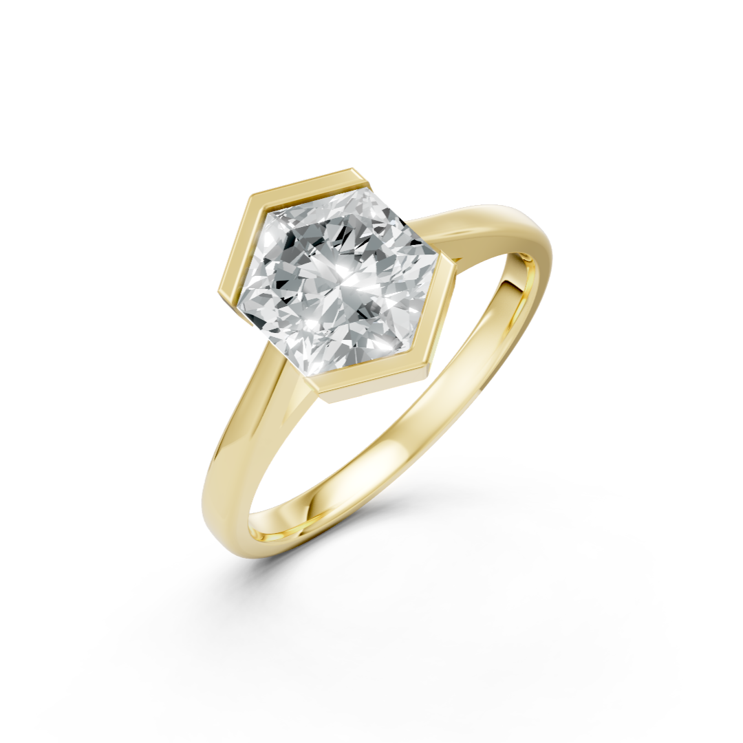 Lab Grown Diamond Hexagonal Single Stone Ring