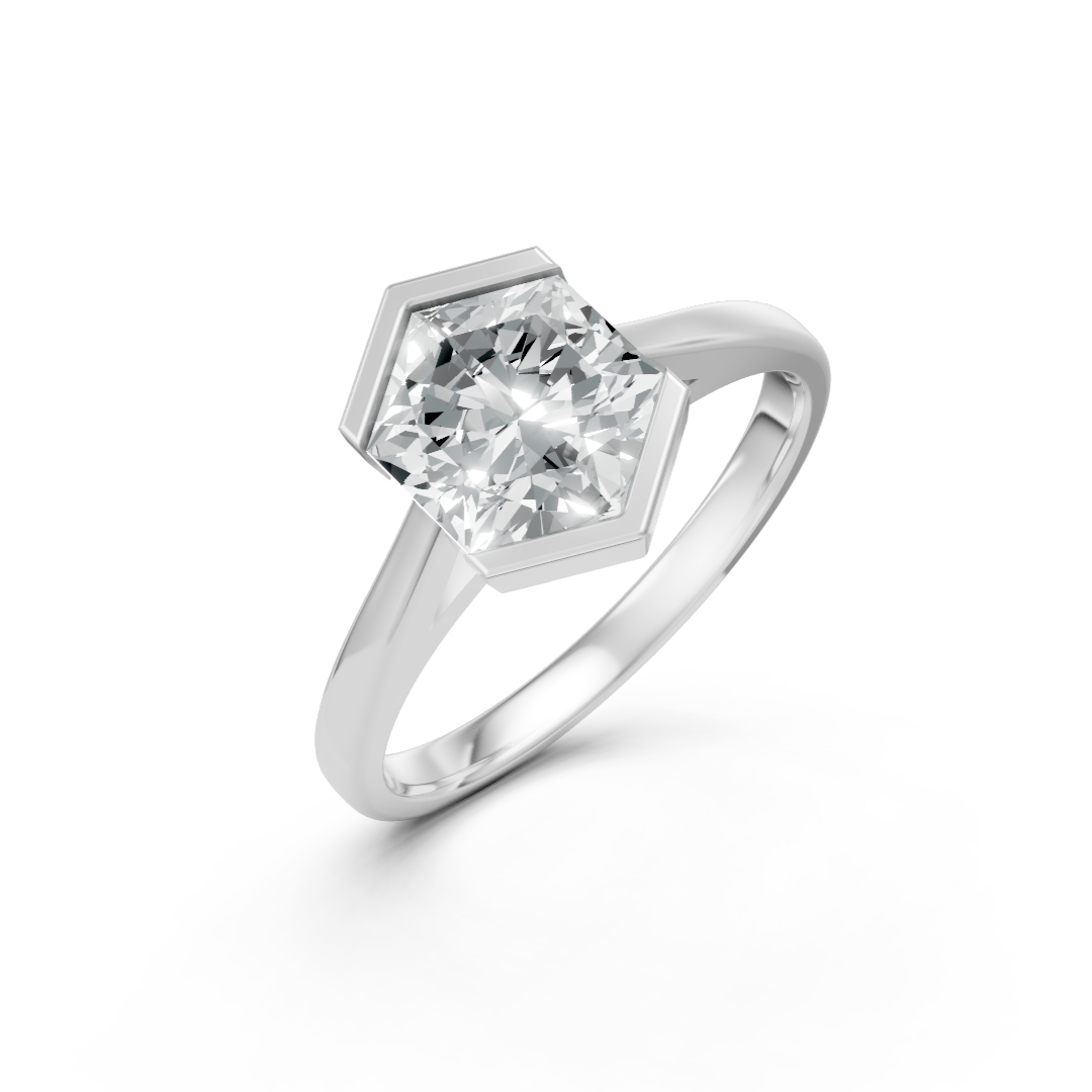 Lab Grown Diamond Hexagonal Single Stone Ring