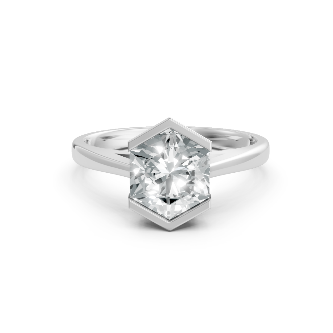 Lab Grown Diamond Hexagonal Single Stone Ring