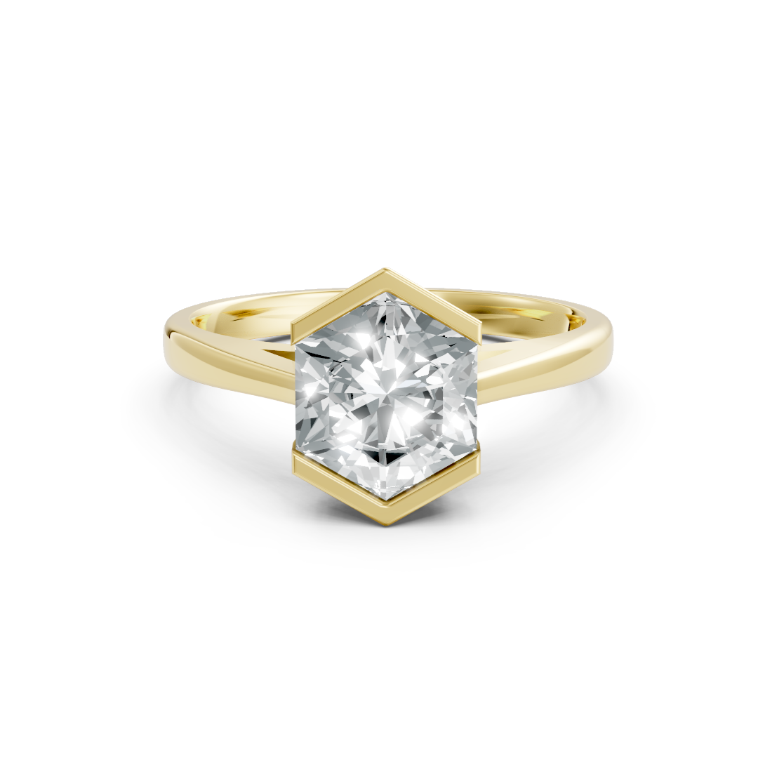 Lab Grown Diamond Hexagonal Single Stone Ring