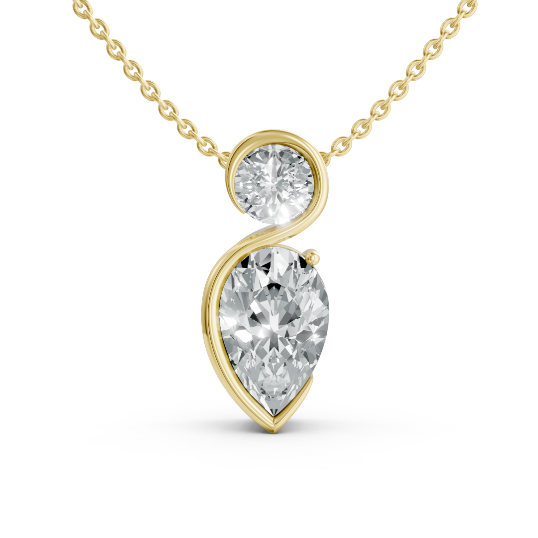 Lab Diamond 2 Stone Twist Pendant