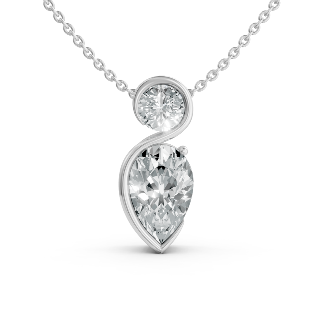 Lab Diamond 2 Stone Twist Pendant