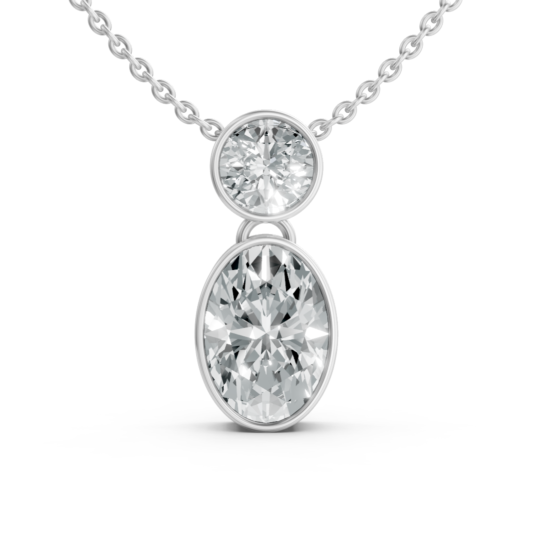 Lab Diamond 2 Stone Drop Pendant