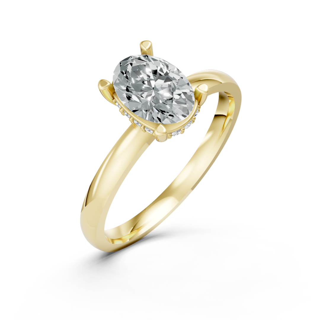 Lab Grown Oval Diamond Hidden Halo Ring