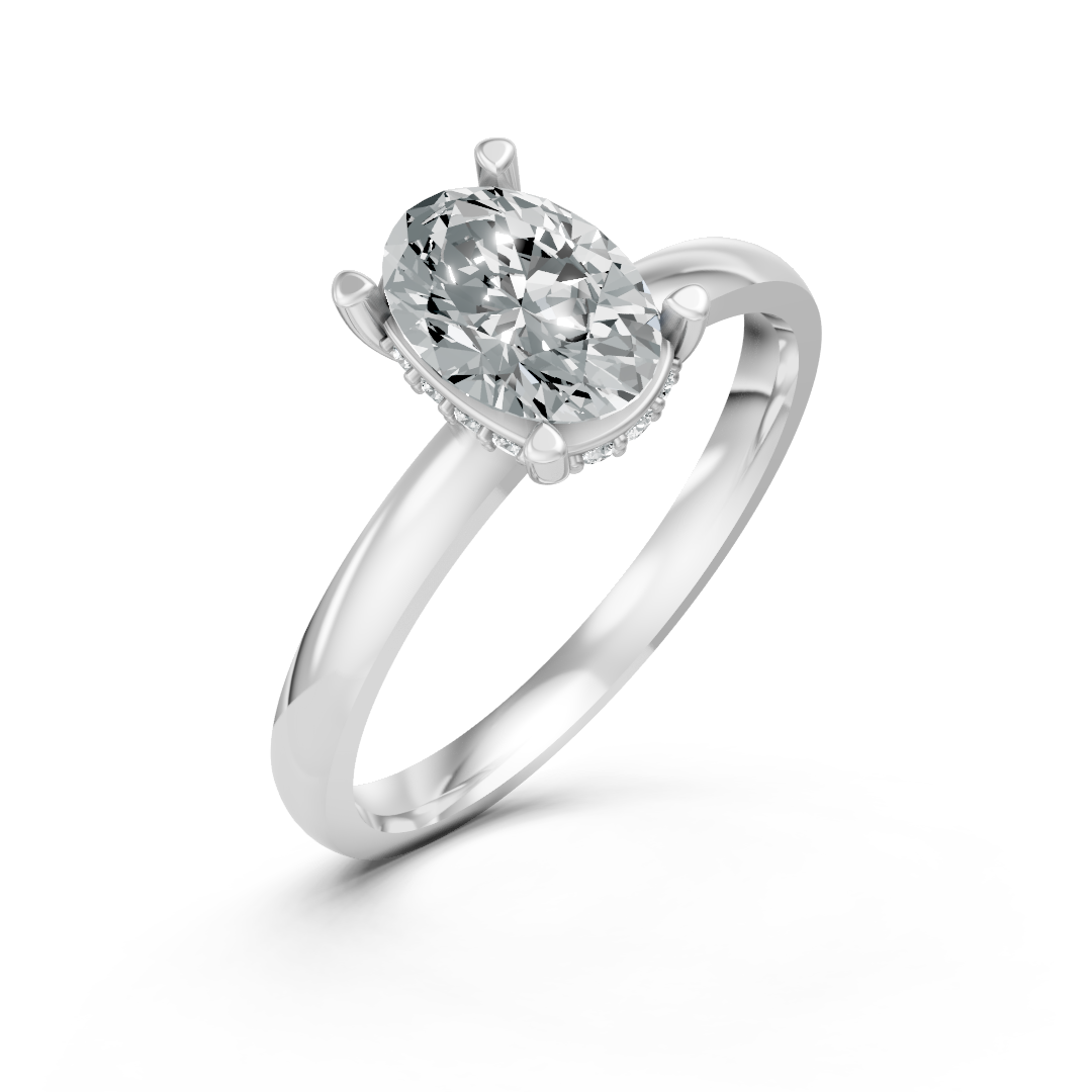 Lab Grown Oval Diamond Hidden Halo Ring