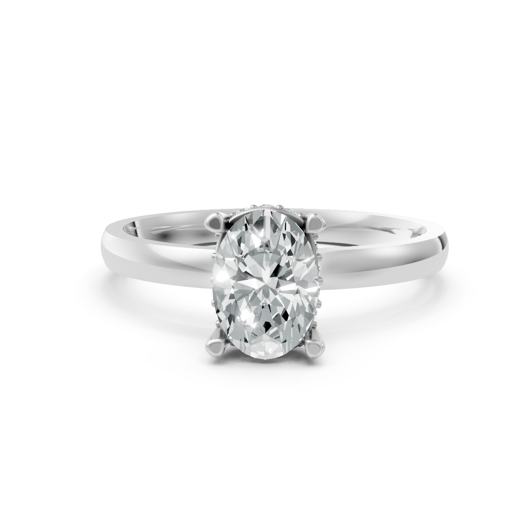 Lab Grown Oval Diamond Hidden Halo Ring