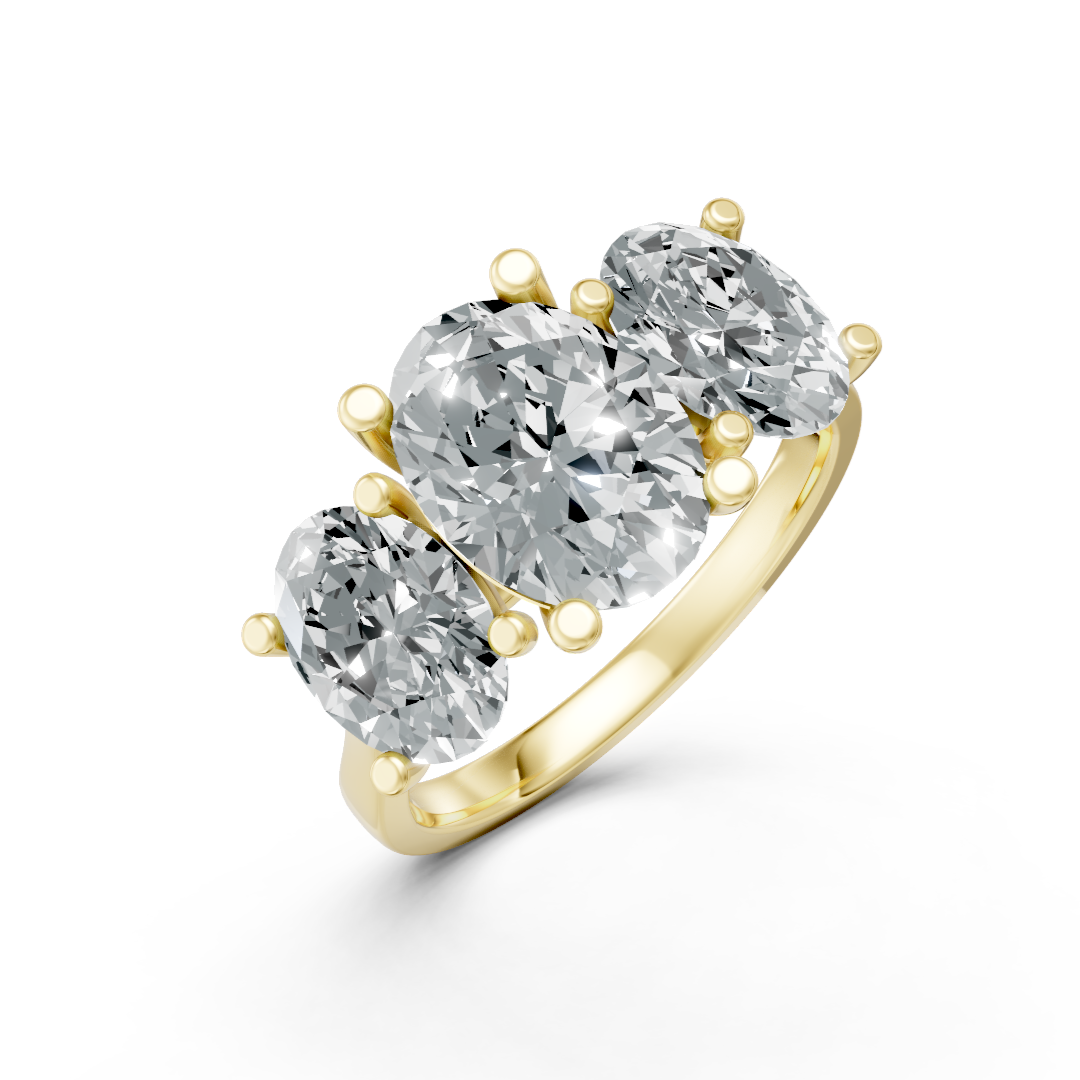 Lab Grown Diamond Oval Three Stone Ring