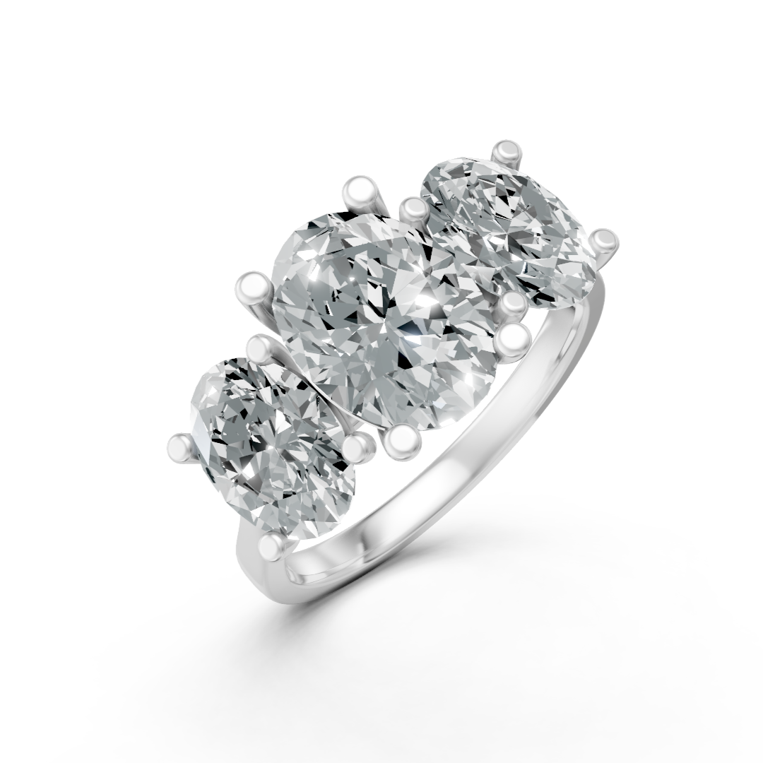 Lab Grown Diamond Oval Three Stone Ring