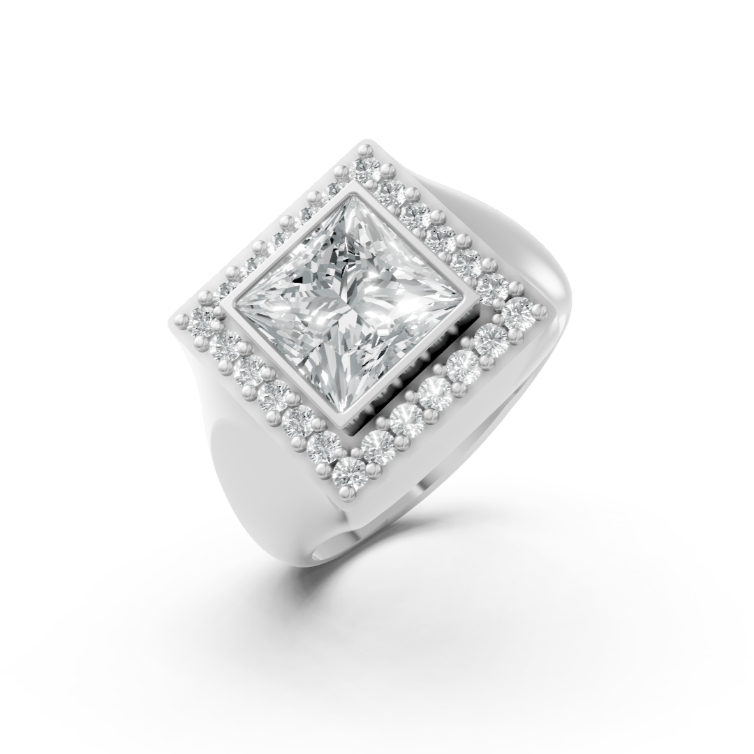 Lab Grown Diamond Princess Halo Ring
