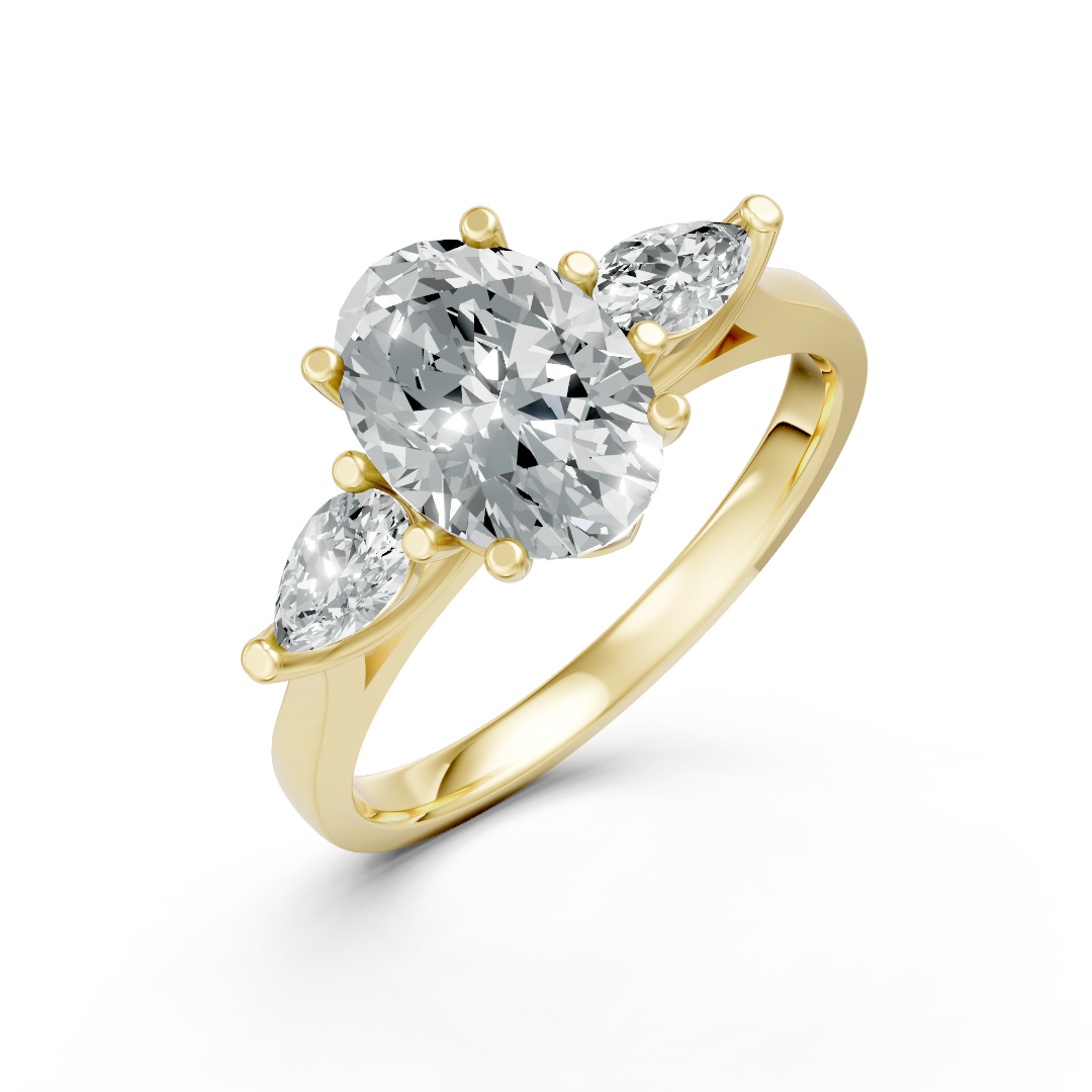 Lab Grown Diamond Oval & Pear Trilogy Ring