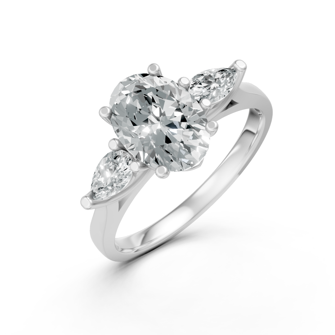 Lab Grown Diamond Oval & Pear Trilogy Ring