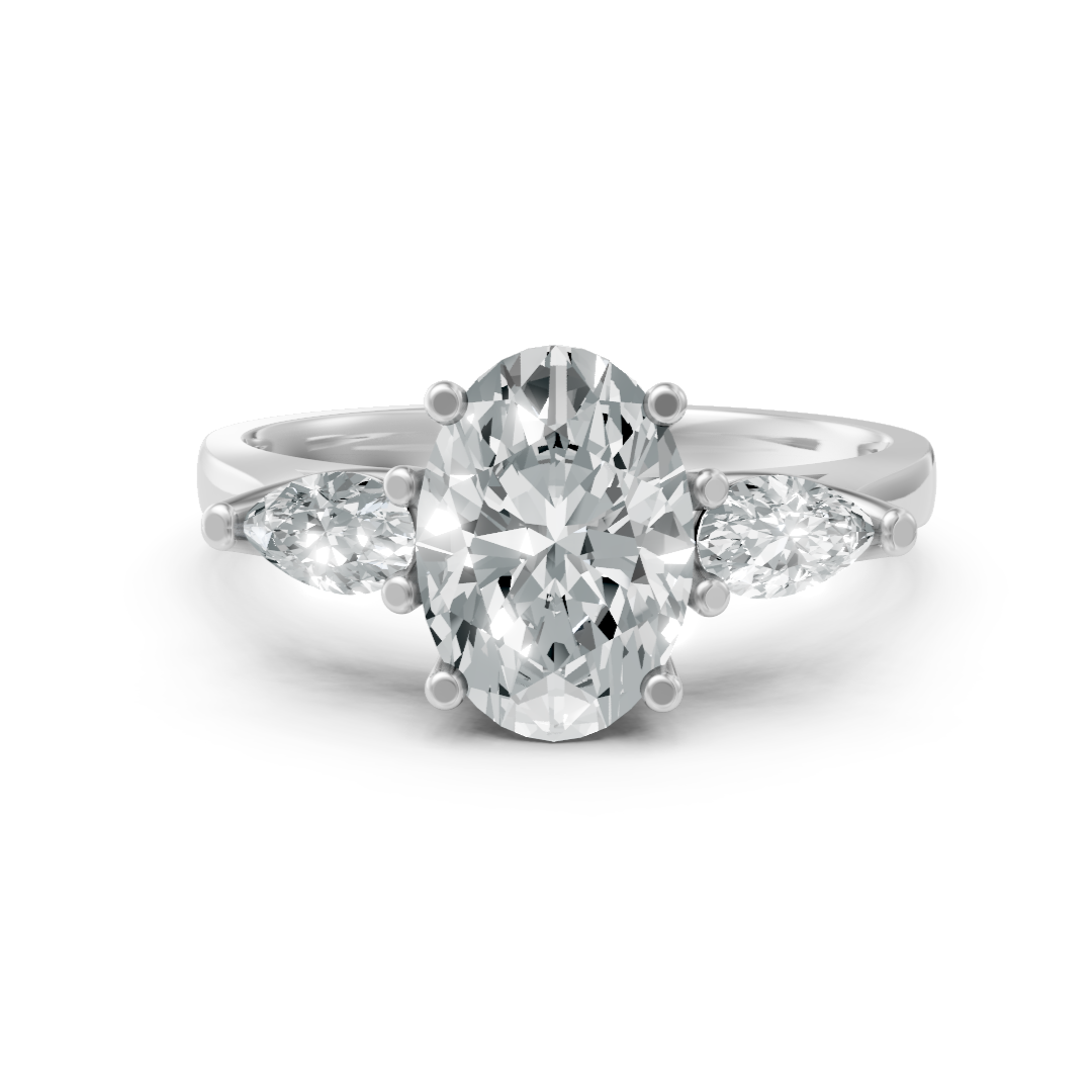 Lab Grown Diamond Oval & Pear Trilogy Ring