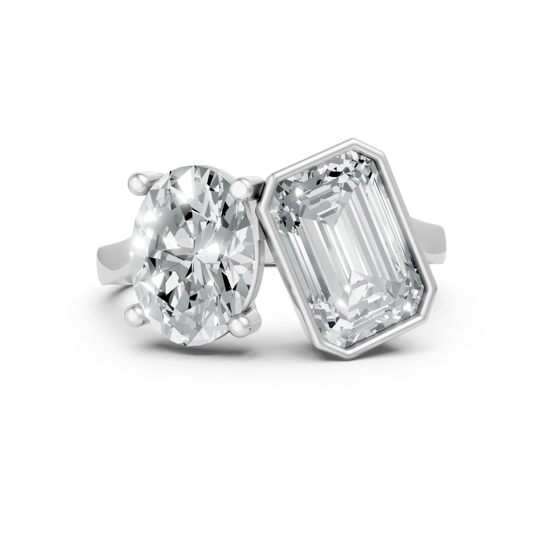 Lab Grown Diamond 2 Stone Twist Ring