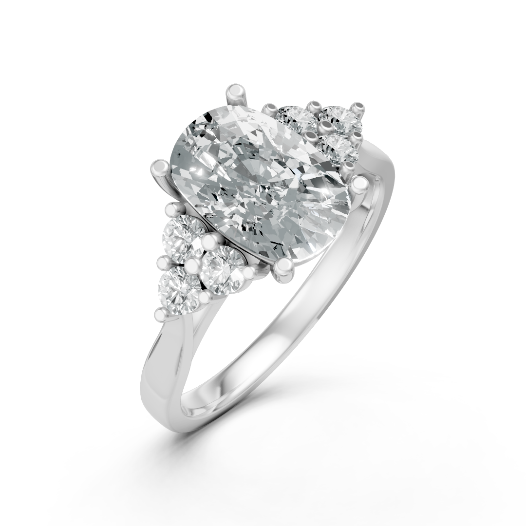 Lab Grown Diamond Elongated Cushion Trefoil Ring