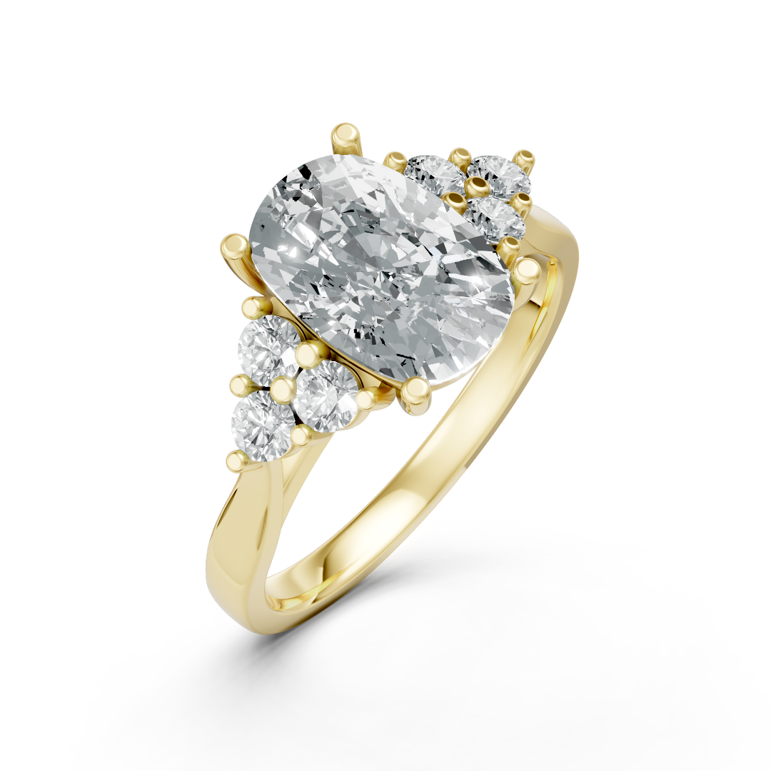 Lab Grown Diamond Elongated Cushion Trefoil Ring