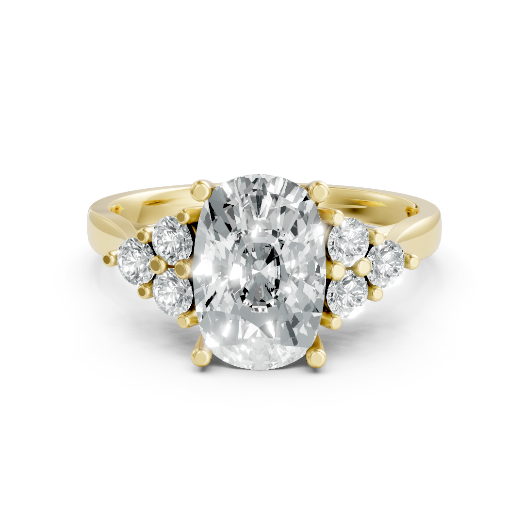 Lab Grown Diamond Elongated Cushion Trefoil Ring