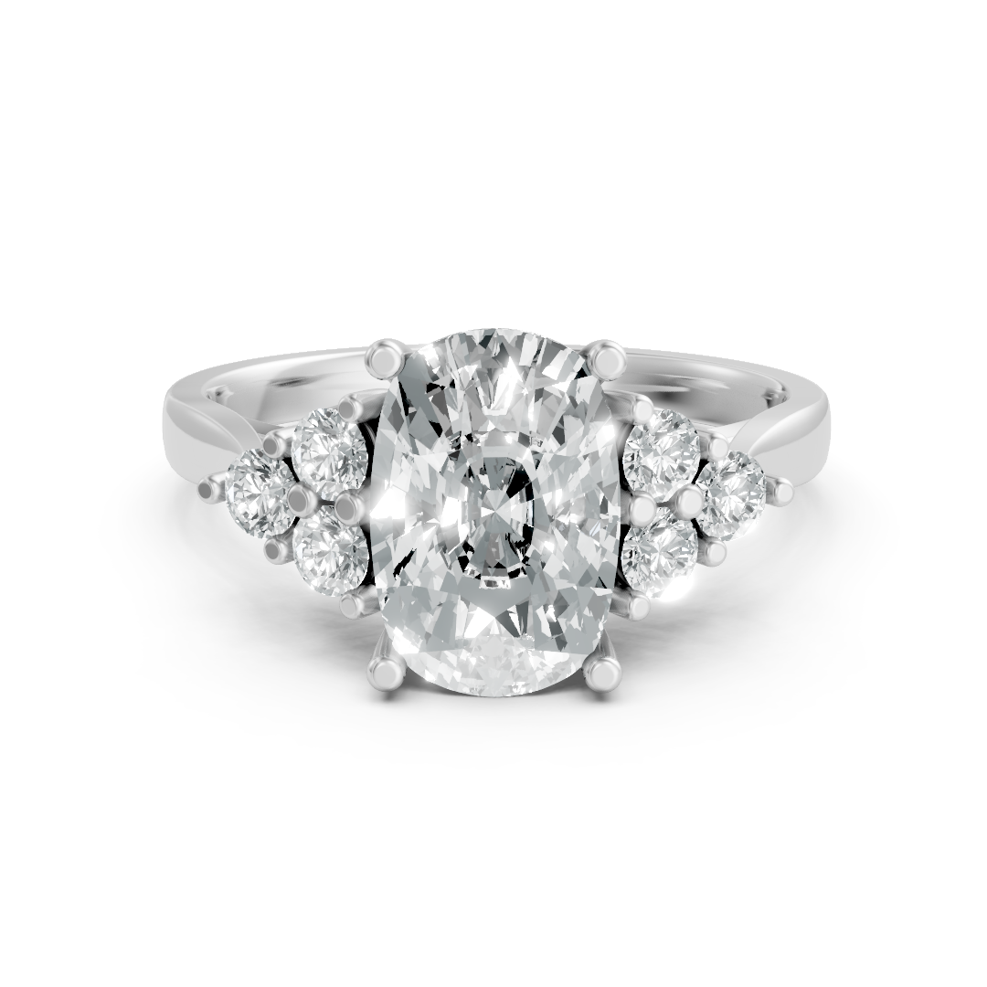 Lab Grown Diamond Elongated Cushion Trefoil Ring