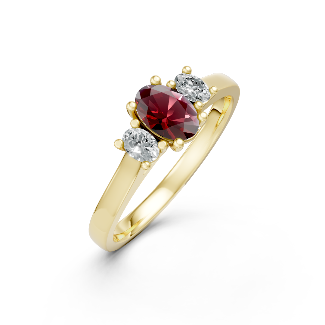 Lab Grown Gemstone & Diamond Trilogy Ring