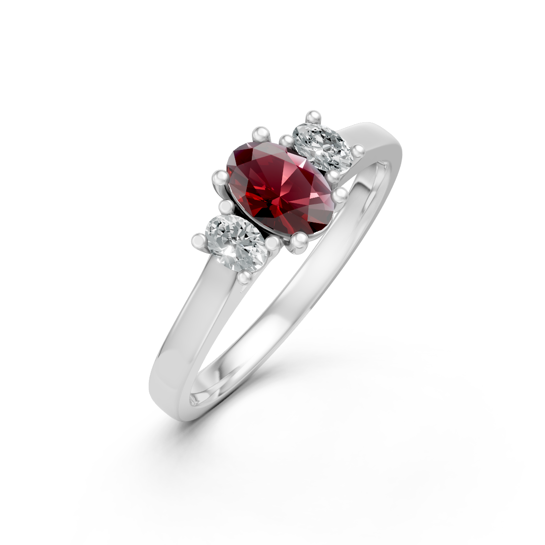 Lab Grown Gemstone & Diamond Trilogy Ring