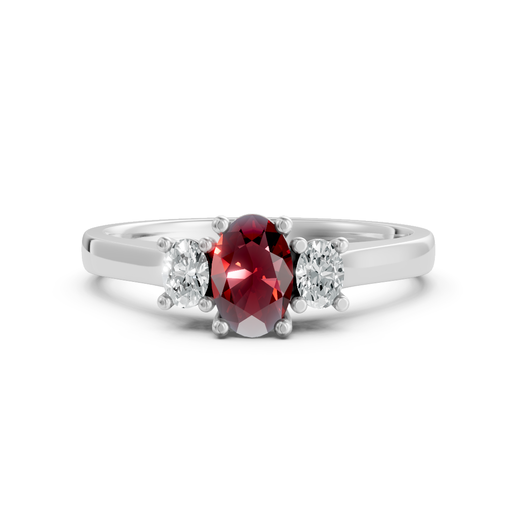 Lab Grown Gemstone & Diamond Trilogy Ring