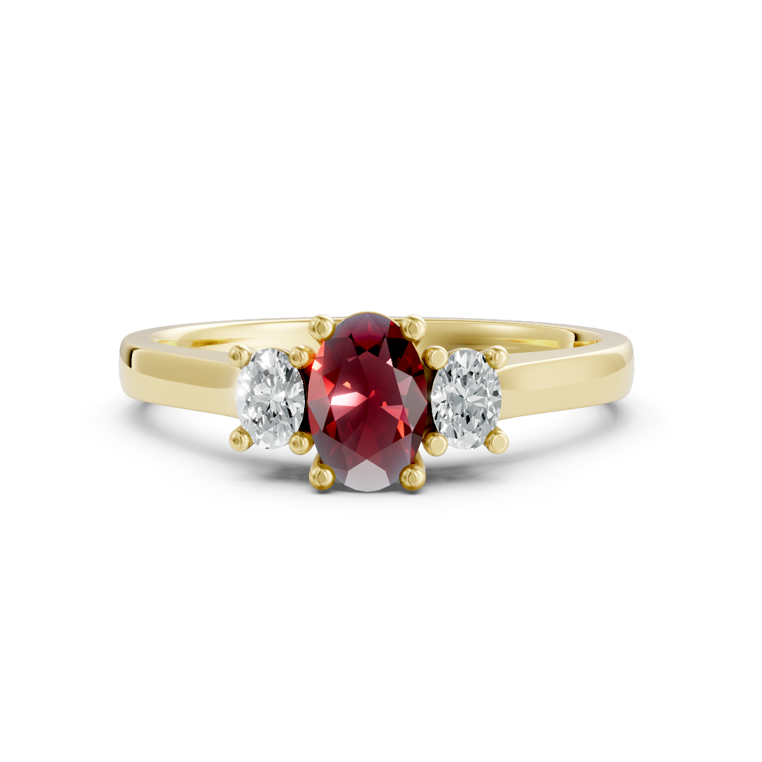 Lab Grown Gemstone & Diamond Trilogy Ring