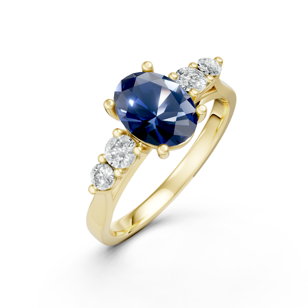 Lab Grown Gemstone & Diamond Five Stone Ring