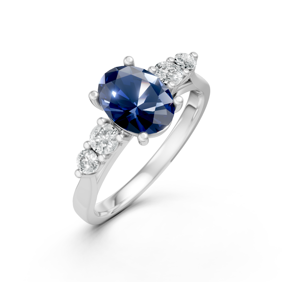 Lab Grown Gemstone & Diamond Five Stone Ring