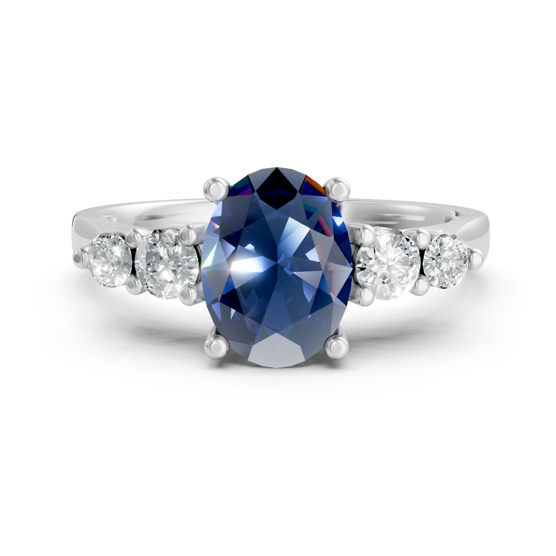 Lab Grown Gemstone & Diamond Five Stone Ring