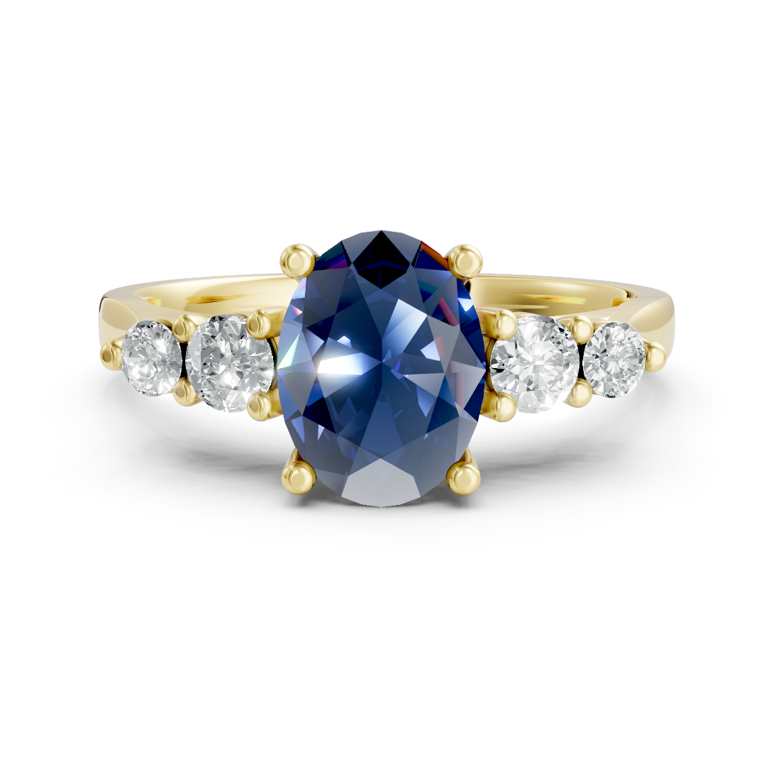 Lab Grown Gemstone & Diamond Five Stone Ring