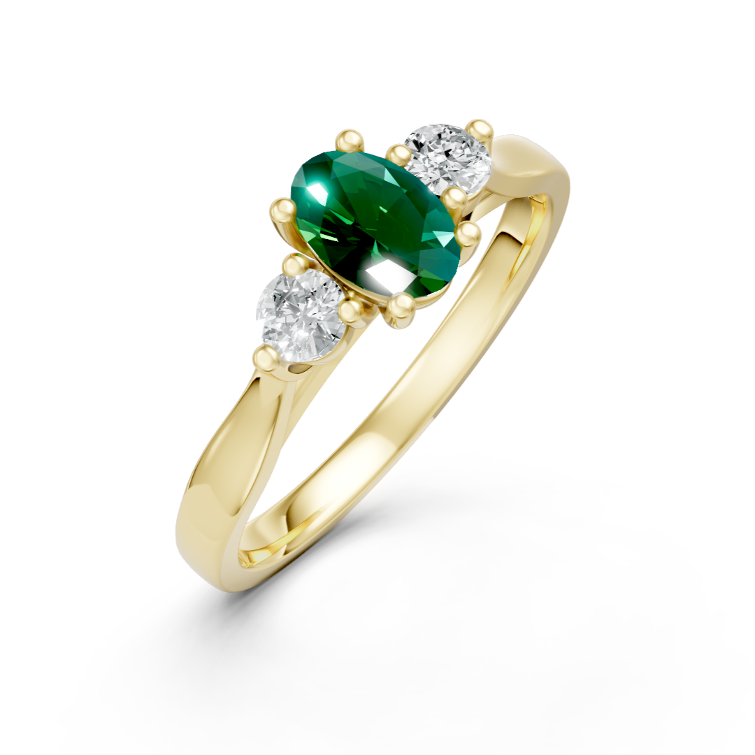 Lab Grown Gemstone & Diamond Trilogy Ring