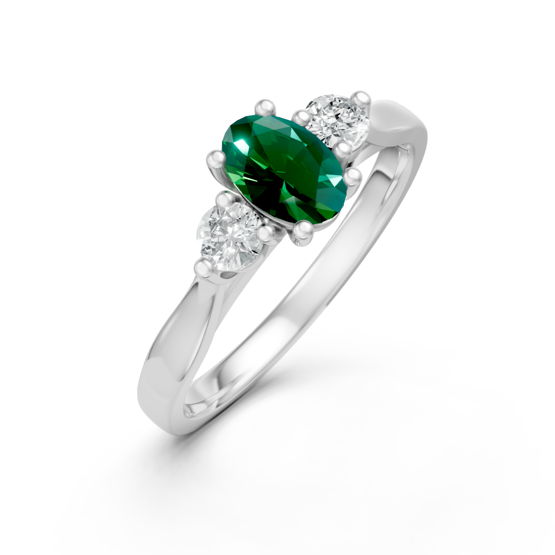 Lab Grown Gemstone & Diamond Trilogy Ring